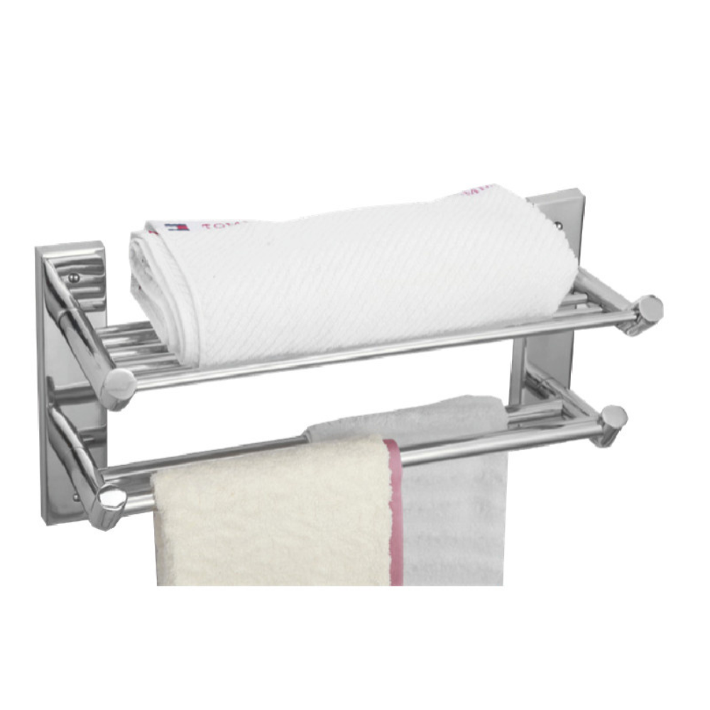 TOWEL SHELF WITH DOUBLE TOWEL ROD
